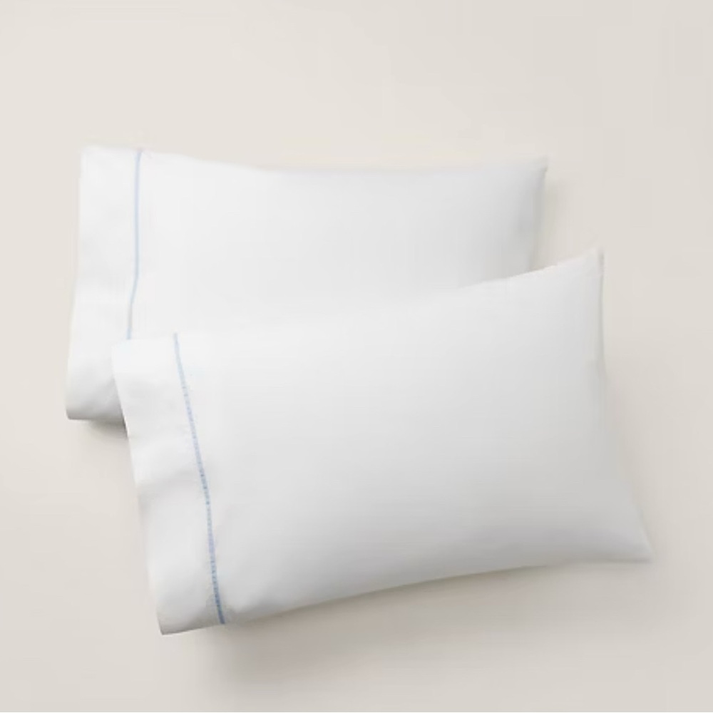 RALPH LAUREN Palmer Organic Cotton - 2 Standard Pillowcases in Sky Blue - New